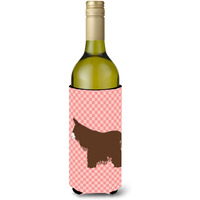 "Caroline's Treasures Poitou Poiteuin Donkey Pink Check Decorative Bottle Hugger, 750 ml, Multicolor"