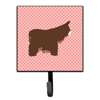 "Caroline's Treasures Poitou Poiteuin Donkey Pink Check Wall Hook, Small, Multicolor"