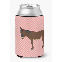 "Caroline's Treasures Zamorano-Leones Donkey Pink Check Decorative Can Hugger, Multicolor"
