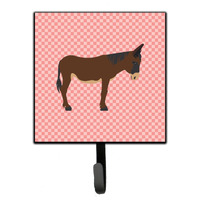 "Caroline's Treasures Zamorano-Leones Donkey Pink Check Wall Hook, Small, Multicolor"