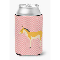 "Caroline's Treasures Turkmenian Kulan Donkey Pink Check Decorative Can Hugger, Multicolor"