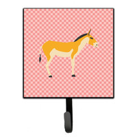 "Caroline's Treasures Turkmenian Kulan Donkey Pink Check Wall Hook, Small, Multicolor"