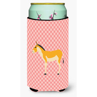 "Caroline's Treasures Turkmenian Kulan Donkey Pink Check Decorative Can Hugger, Tall Boy, Multicolor"
