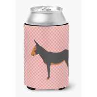 "Caroline's Treasures Catalan Donkey Pink Check Decorative Can Hugger, Multicolor"