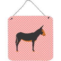 "Caroline's Treasures Pink Catalan Donkey Check Metal Print, 6hx6w"