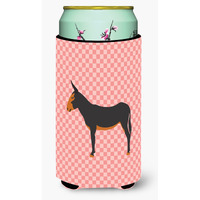 "Caroline's Treasures Catalan Donkey Pink Check Decorative Can Hugger, Tall Boy, Multicolor"