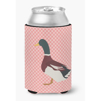 "Caroline's Treasures Rouen Duck Pink Check Decorative Can Hugger, Multicolor"