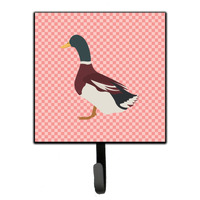 "Caroline's Treasures Rouen Duck Pink Check Wall Hook, Small, Multicolor"