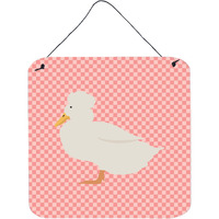"Caroline's Treasures Pink Crested Duck Check Metal Print, 6hx6w"
