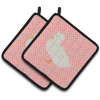 "Caroline's Treasures Crested Duck Pink Check Decorated Pot Holder, 7.5"" x 7.5"""
