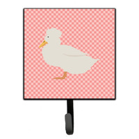 "Caroline's Treasures Crested Duck Pink Check Wall Hook, Small, Multicolor"
