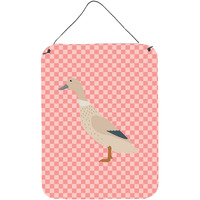 "Caroline's Treasures West Harlequin Duck Pink Check Metal Print, 16hx12w, Multicolor"