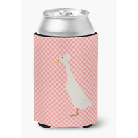 "Caroline's Treasures Bali Duck Pink Check Decorative Can Hugger, Multicolor"