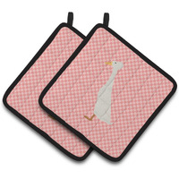 "Caroline's Treasures Bali Duck Pink Check Decorated Pot Holder, 7.5"" x 7.5"""