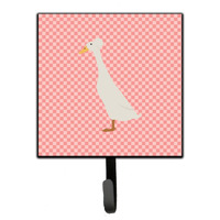 "Caroline's Treasures Bali Duck Pink Check Wall Hook, Small, Multicolor"