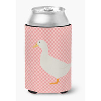 "Caroline's Treasures American Pekin Duck Pink Check Decorative Can Hugger, Multicolor"