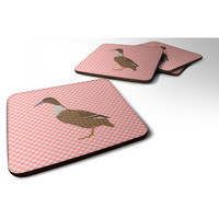 "Caroline's Treasures Dutch Hook Bill Duck Pink Check Decorative coasters, 3.5, Multicolor"