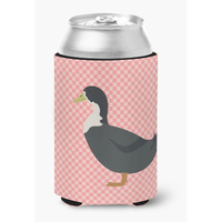 "Caroline's Treasures Blue Swedish Duck Pink Check Decorative Can Hugger, Multicolor"