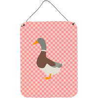 "Caroline's Treasures Saxony Sachsenente Duck Pink Check Metal Print, 16hx12w, Multicolor"