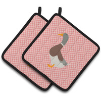 "Caroline's Treasures Saxony Sachsenente Duck Pink Check Decorated Pot Holder, 7.5"" x 7.5"""