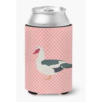 "Caroline's Treasures Muscovy Duck Pink Check Decorative Can Hugger, Multicolor"