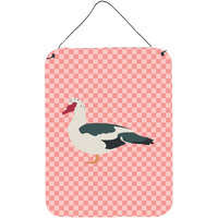 "Caroline's Treasures Muscovy Duck Pink Check Metal Print, 16hx12w, Multicolor"