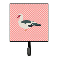 "Caroline's Treasures Muscovy Duck Pink Check Wall Hook, Small, Multicolor"