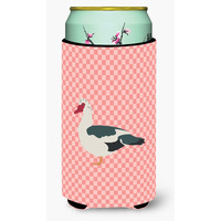 "Caroline's Treasures Muscovy Duck Pink Check Decorative Can Hugger, Tall Boy, Multicolor"