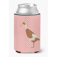"Caroline's Treasures Indian Runner Duck Pink Check Decorative Can Hugger, Multicolor"