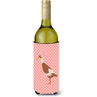 "Caroline's Treasures Indian Runner Duck Pink Check Decorative Bottle Hugger, 750 ml, Multicolor"