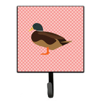 "Caroline's Treasures Silver Bantam Duck Pink Check Wall Hook, Small, Multicolor"