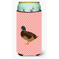 "Caroline's Treasures Silver Bantam Duck Pink Check Decorative Can Hugger, Tall Boy, Multicolor"