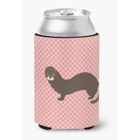 "Caroline's Treasures Russian or European Mink Pink Check Decorative Can Hugger, Multicolor"