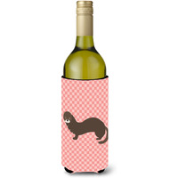 "Caroline's Treasures Russian or European Mink Pink Check Decorative Bottle Hugger, 750 ml, Multicolor"