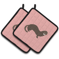 "Caroline's Treasures Russian or European Mink Pink Check Decorated Pot Holder, 7.5"" x 7.5"""