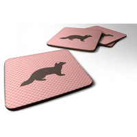 "Caroline's Treasures Sable Marten Pink Check Decorative coasters, 3.5, Multicolor"