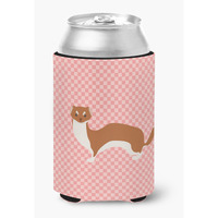 "Caroline's Treasures Weasel Pink Check Decorative Can Hugger, Multicolor"