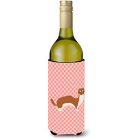 "Caroline's Treasures Weasel Pink Check Decorative Bottle Hugger, 750 ml, Multicolor"