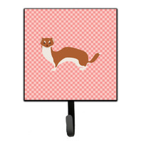 "Caroline's Treasures Weasel Pink Check Wall Hook, Small, Multicolor"