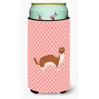 "Caroline's Treasures Weasel Pink Check Decorative Can Hugger, Tall Boy, Multicolor"