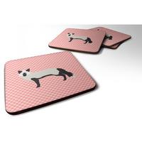 "Caroline's Treasures Silver Fox Pink Check Decorative coasters, 3.5, Multicolor"