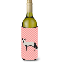"Caroline's Treasures Silver Fox Pink Check Decorative Bottle Hugger, 750 ml, Multicolor"