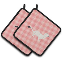 "Caroline's Treasures Stoat Short-tailed Weasel Pink Check Decorated Pot Holder, 7.5"" x 7.5"""