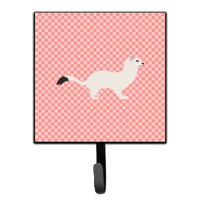 "Caroline's Treasures Stoat Short-tailed Weasel Pink Check Wall Hook, Small, Multicolor"