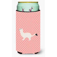 "Caroline's Treasures Stoat Short-tailed Weasel Pink Check Decorative Can Hugger, Tall Boy, Multicolor"