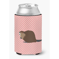 "Caroline's Treasures Eurasian Beaver Pink Check Decorative Can Hugger, Multicolor"