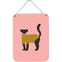 "Caroline's Treasures Yellow-Throated Marten Pink Check Metal Print, 16hx12w, Multicolor"