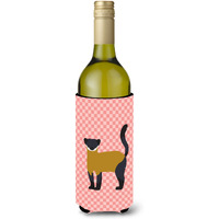 "Caroline's Treasures Yellow-Throated Marten Pink Check Decorative Bottle Hugger, 750 ml, Multicolor"