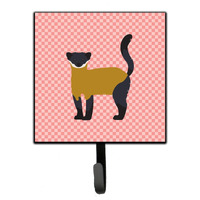 "Caroline's Treasures Yellow-Throated Marten Pink Check Wall Hook, Small, Multicolor"