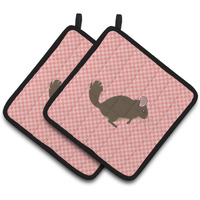 "Caroline's Treasures Chinchilla Pink Check Decorated Pot Holder, 7.5"" x 7.5"""